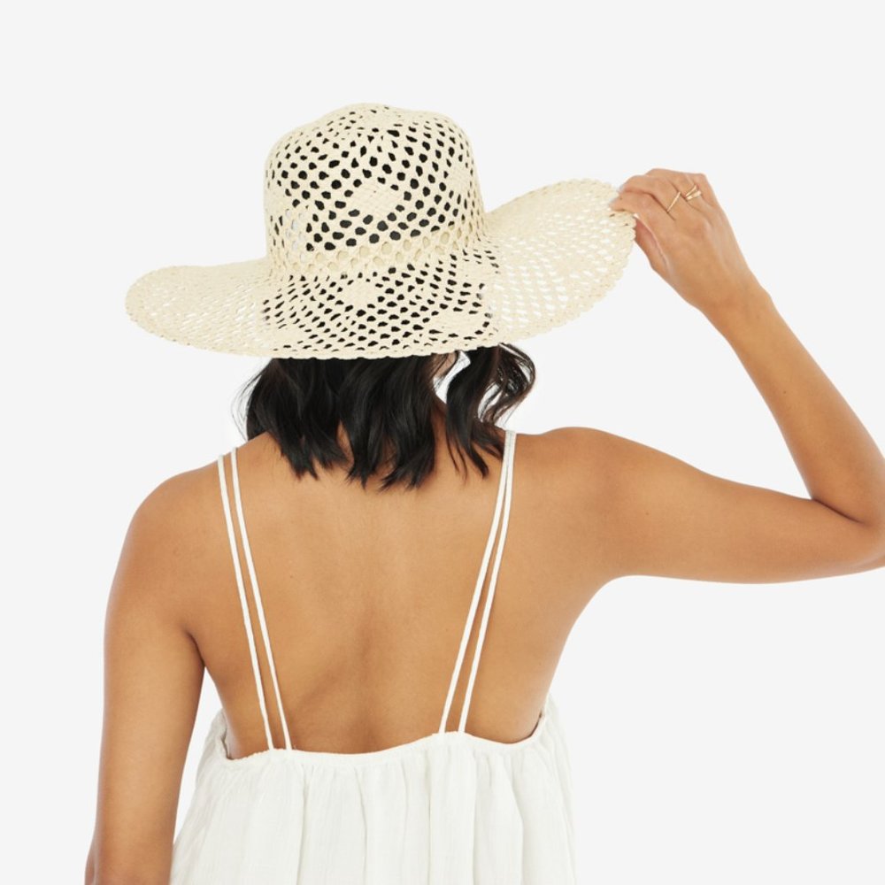 KENSIE Crochet Straw Hat Tan Brown